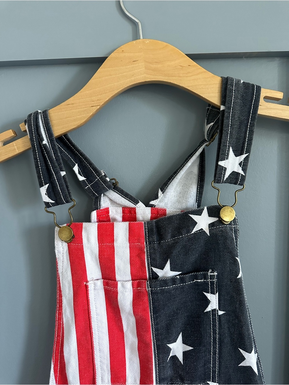 Stars & Stripes Short Overalls Jumpsuit - Red, White & Blue - Picture 3 of 6